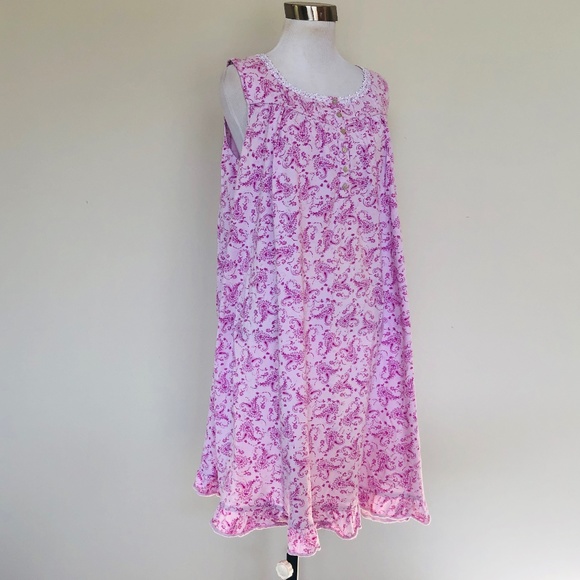 Pink Ruffled Hem and Collar Floral Nightgown Pullover Celestial Dream Large - Picture 6 of 11